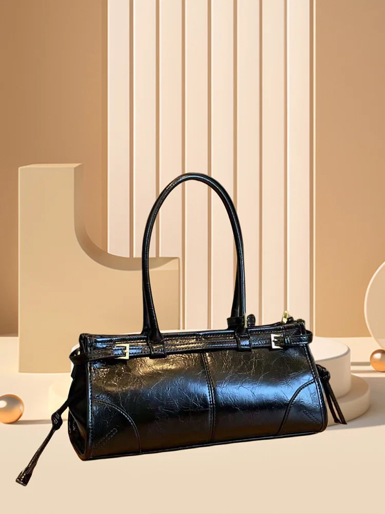 

Leather Handbag Women's New 2025 Handbag Small Luxury Spring Summer Large Capaci Bag Single oulder Bag French Bread Underarm