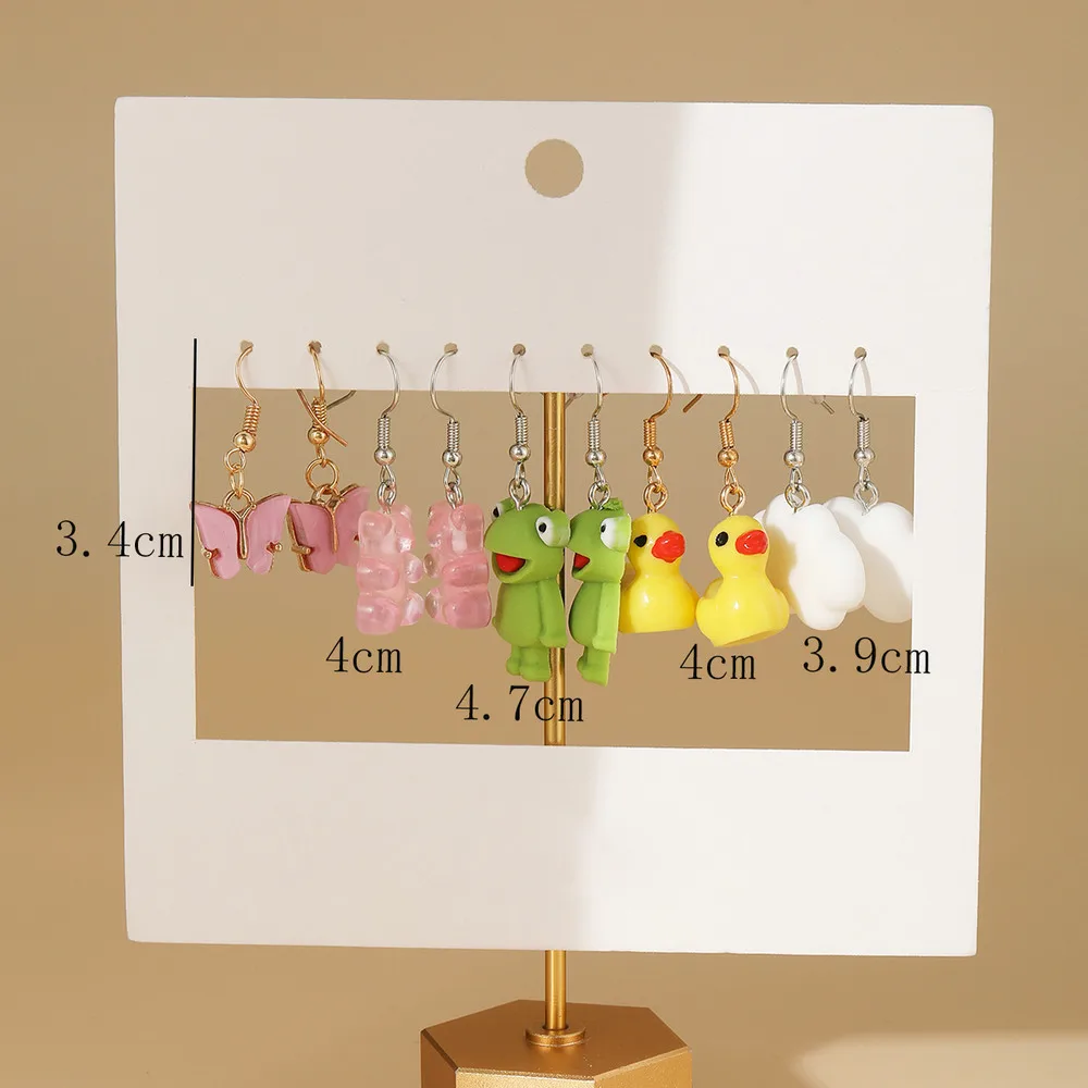 5 أزواج لطيف مشروبات الفاكهة الحلوة طقم من الحلقان للنساء الكرتون الغذاء الآيس كريم دونات مضحك أقراط من الراتنج هدايا مجوهرات الحفلات