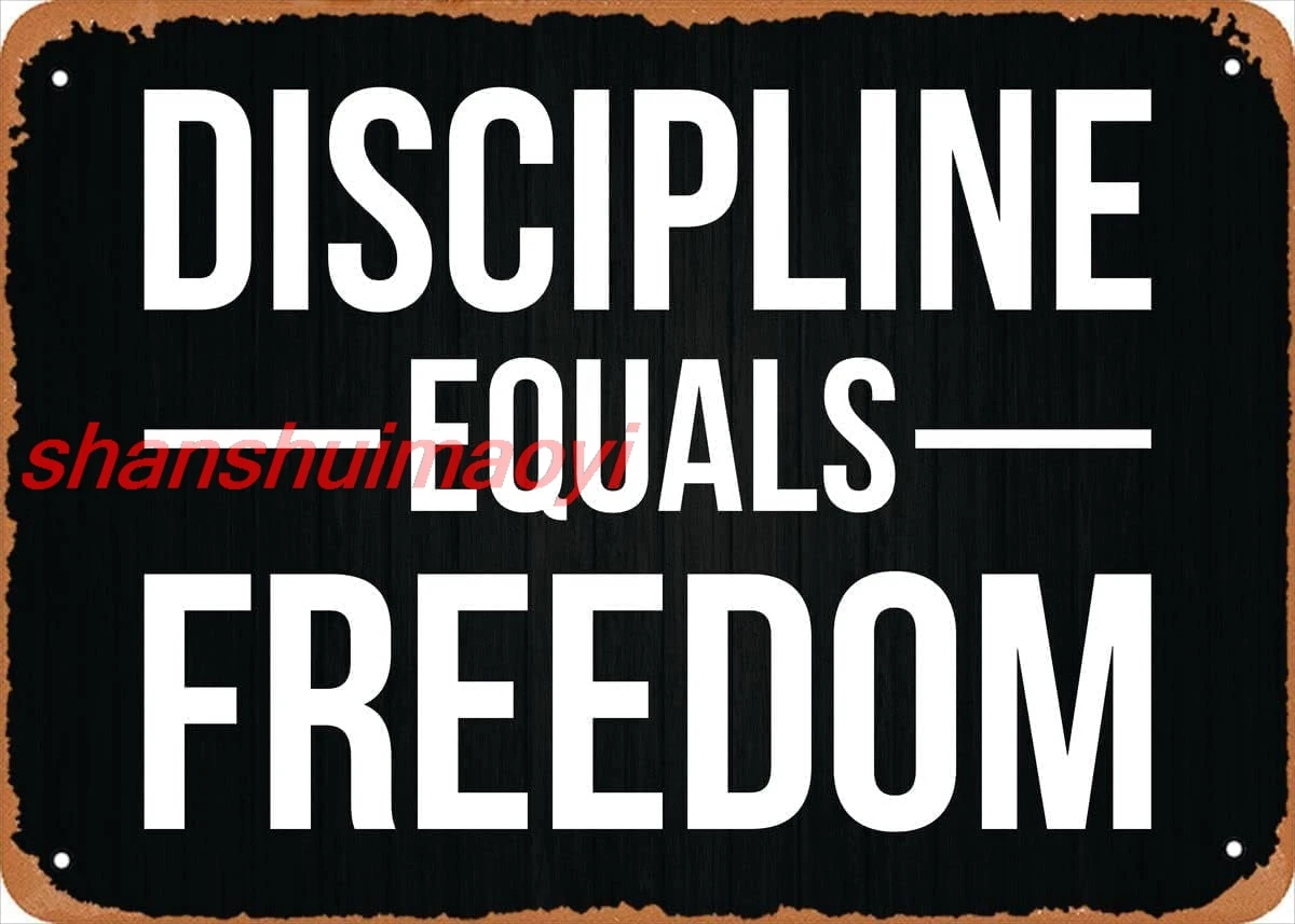 Gym Metal Tin Sign Discipline Equals Freedom Poster Painting Club Garage Gym Design Ideas Wall Decor Retro Poster 8x12 Inch