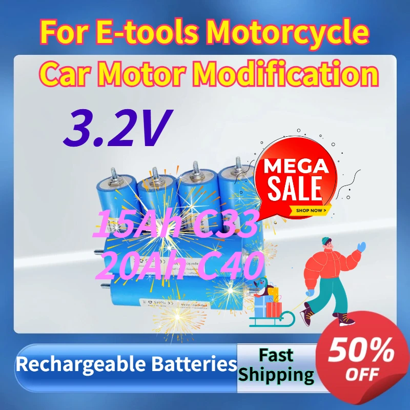 

Rechargeable LiFePO4 Battery Pack for E-tools Motorcycle Car Motor Modification - 15Ah 20Ah 40135 C33 C40 Lithium Ion Batteries