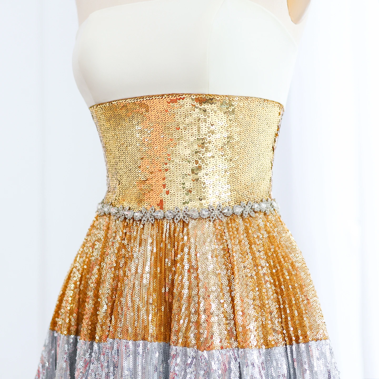Sharon Said Gold and Silver Strapless Evening Dresses with A-Line for Women Wedding Party Gown SS200 Customized فساتين سهرة image 5
