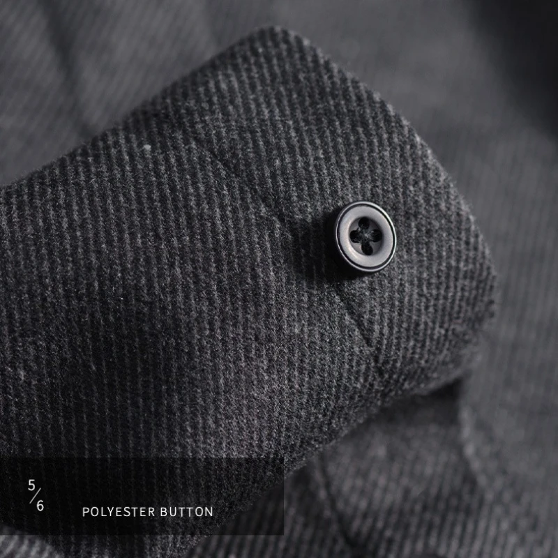 Herren-Langarmhemd aus Kunstwolle, einfarbig, Basic-Stil, helles Khaki, Schwarzgrau, Gentleman-strukturiertes Hemd M-4XL