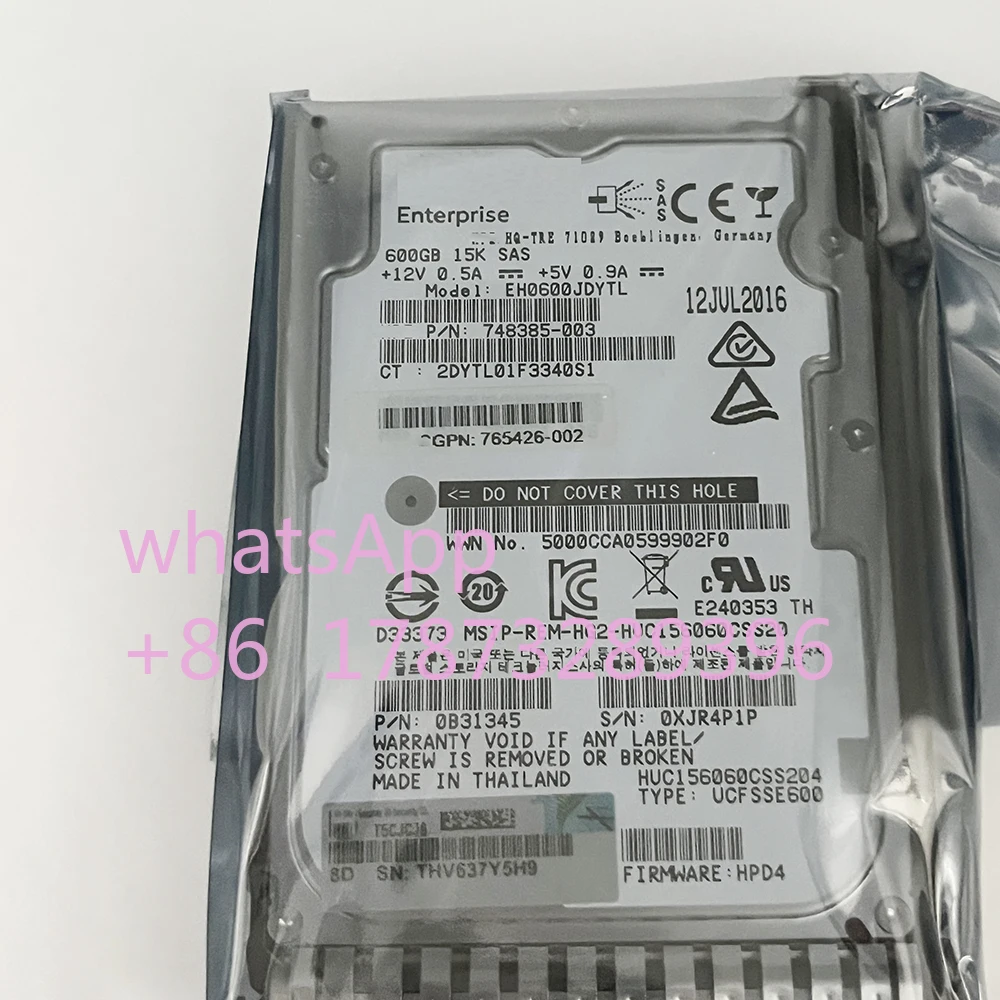 Server HDD For 765424-B21 748385-003 600G SAS 15K 2.5''