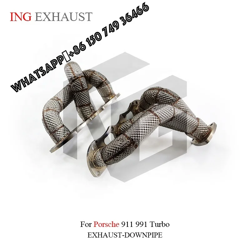 

ING Stainless Steel Car Exhaust Downpipe Manifold for Porsche Porsche 911 991.1 991.2 Turbo Header 991 Maniifold a