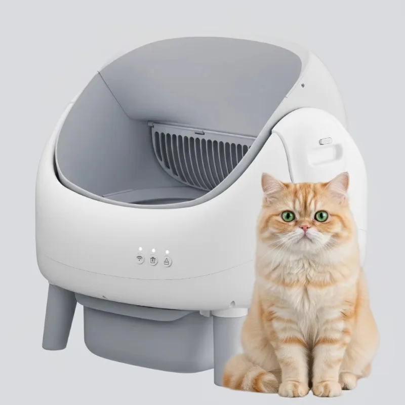 Smart Cat Litter Box Self Cleaning Odor Control APP Connectivity 76L Capacity Lightweight 8KG for Small Spaces
