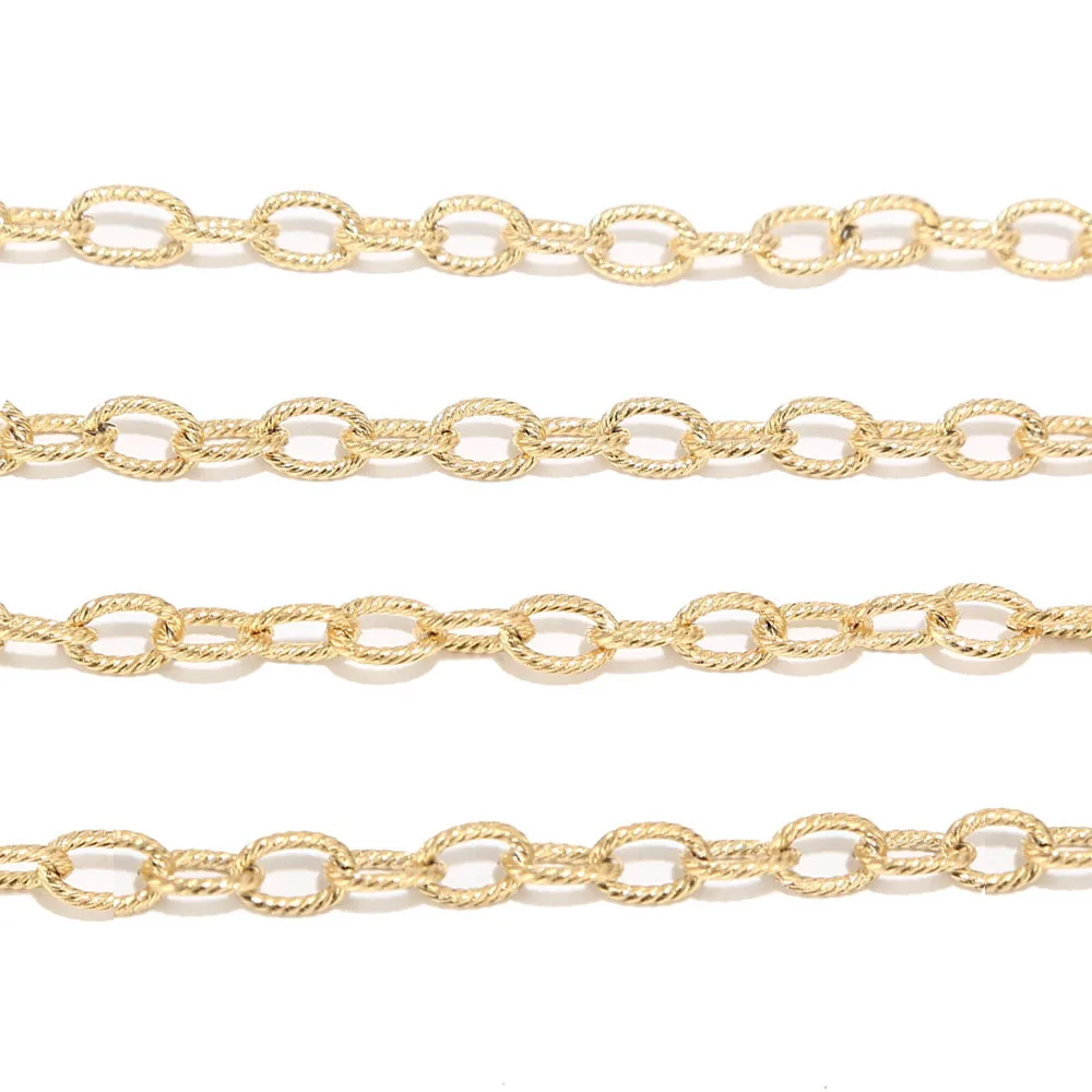 

1 м овальная плетеная кабельная цепочка ручной работы из нержавеющей стали круглые текстурированные цепочки для самостоятельного изготовления ожерелья браслета ювелирных изделий