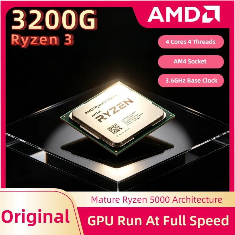 

AMD Ryzen 3 3200G R3 3200G 3.6GHz Quad Core 4 Thread AM4 65W CPU with Radeon Vega 8 Graphics Desktop Processor Pro Max