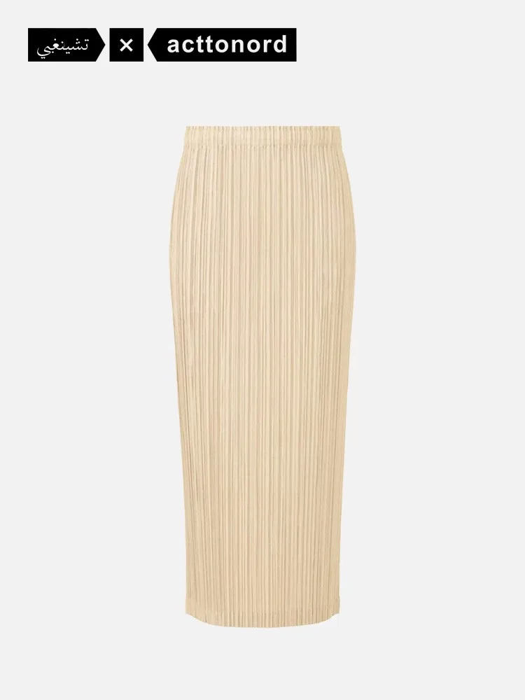 Acttonord Folded Series Straight Leg Half Skirt Thick Basic Versatile High Waist Polyester Fiber High Elasticity City Commute...