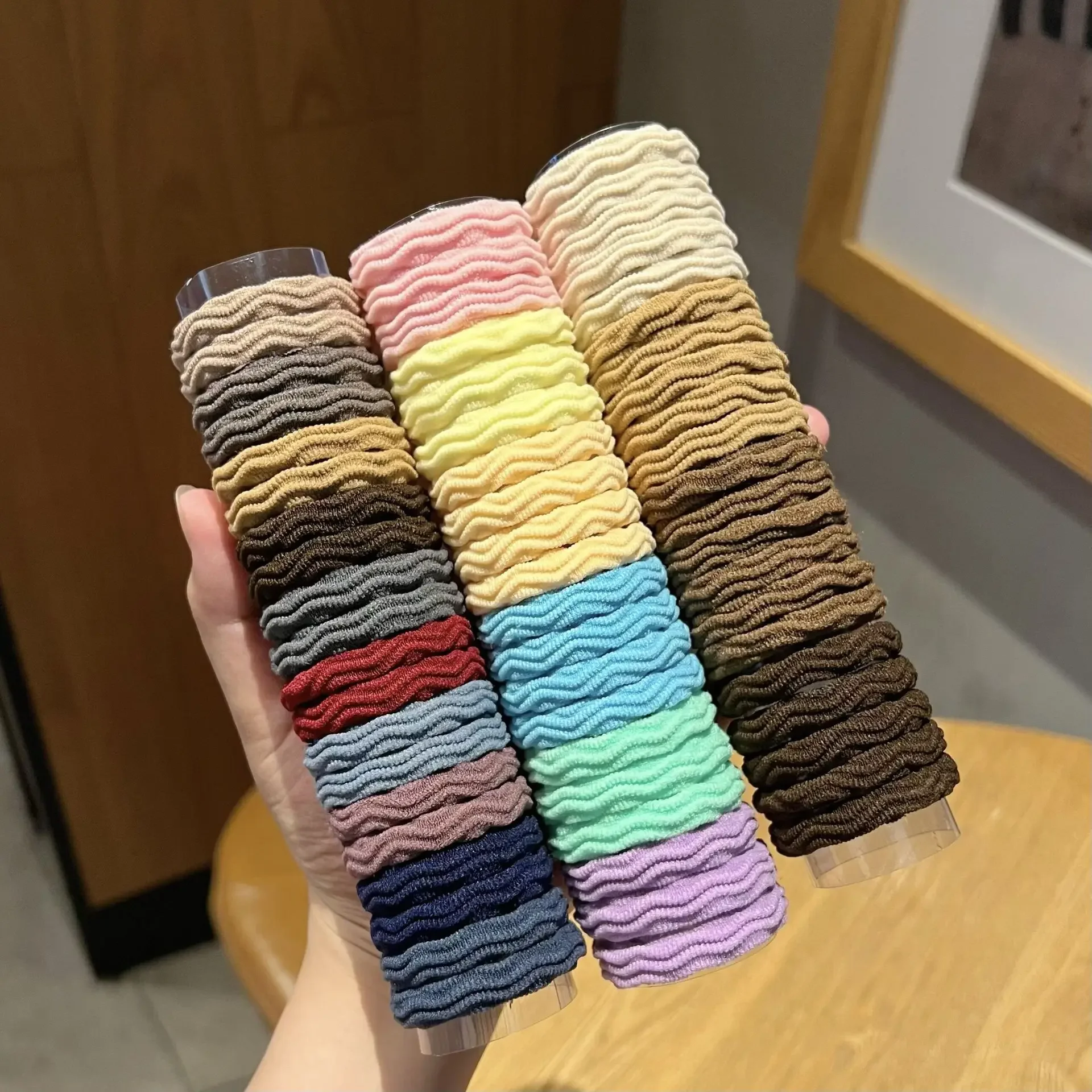 

Korean Hair Ties 20 Pack Simple Wave Towel Ring Hair Elastics for Women Twisted Thick Stretchy Rubber Bands 2024 Autumn Style