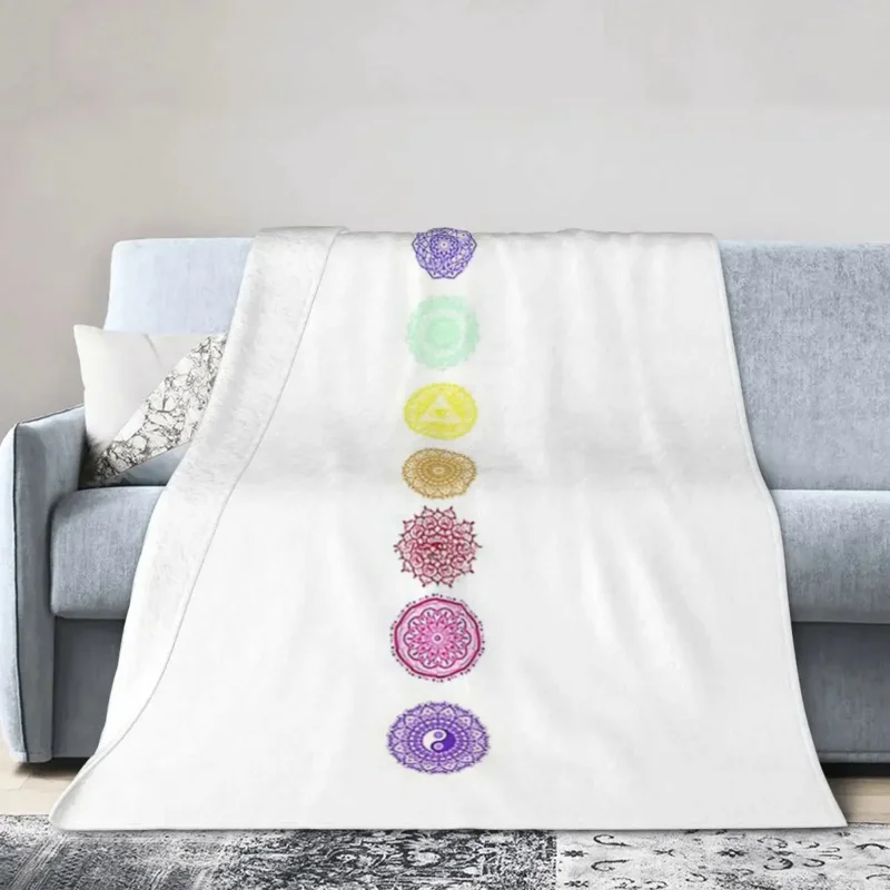 

7 Chakras Design Blankets Soft Warm Flannel Throw Blanket Bedspread for Bed Living room Picnic Travel Home Sofa