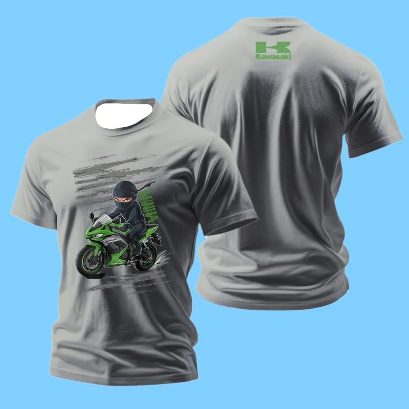 

MOTO-2025 Summer T-shirt Kawasaki Daily Wear Work Clothes Comfortable Sweat Absorbing Short Sleeve T-shirt Men's Bicyc