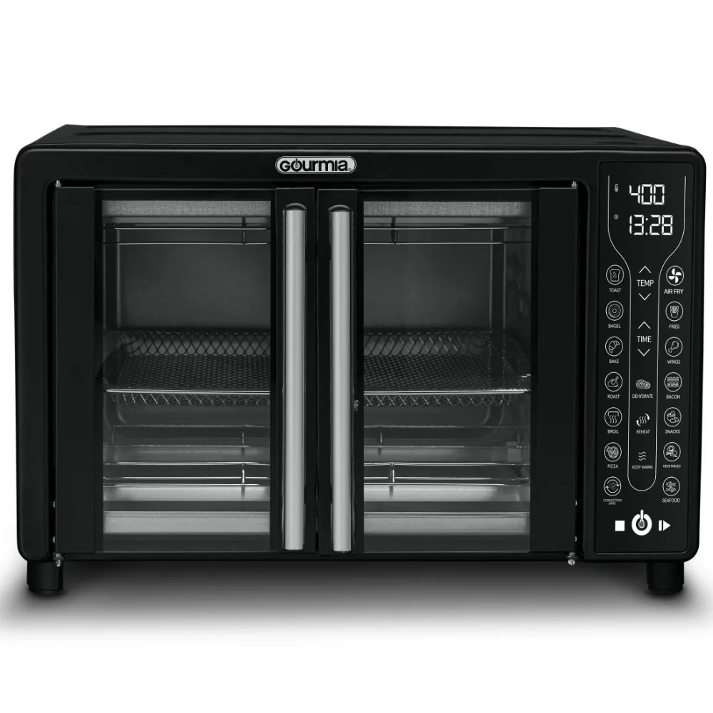 Combo de horno tostador y freidora de aire, 17 preajustes de cocina, horno digital de puerta francesa de 1700W, 24L, horno de convección, bandeja