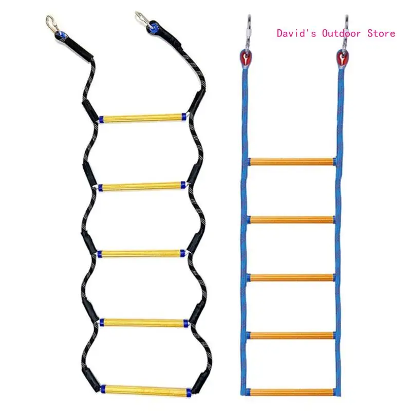 Portable Boat Rope Ladder Extension 5 Step Boat Rope Ladder Foldable Lightweight Swim Ladder Rigid Resin Step Designs X3UA