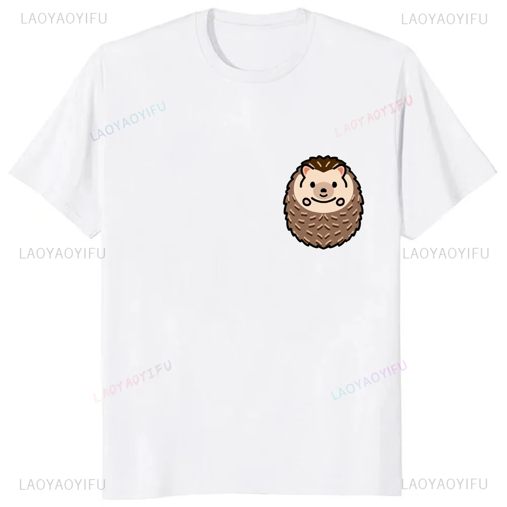 Hedgehogs Pocket Animal Hedgehog Classic Printed Tee Fashion Casual Streetwear Hip-hop Hipster Loose O-neck Hot Sale Tops Tshirt image 6