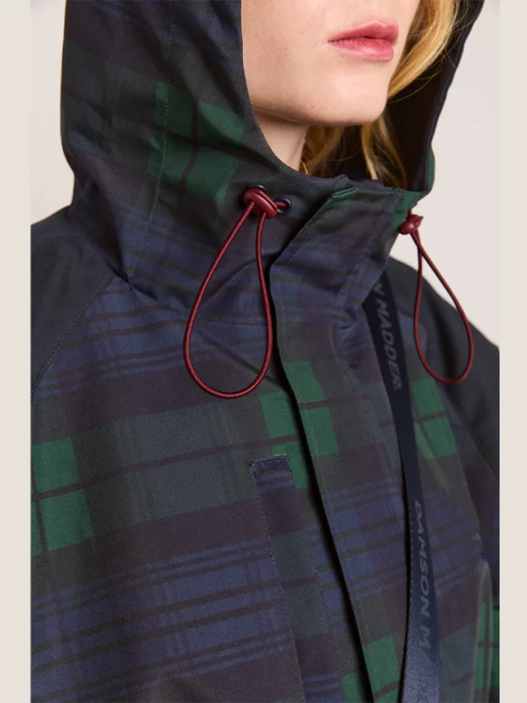 

Женская винтажная свободная куртка в клетку оверсайз с воротником-стойкой, длинными рукавами, капюшоном и шнуровкой, верхняя одежда, новинка 2026 года, женская уличная одежда