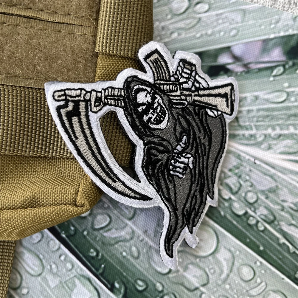 Reaper AK Sickle Morale Badge Patch Embroidery Patches Tactical Backpack Hook and Loop Stickers