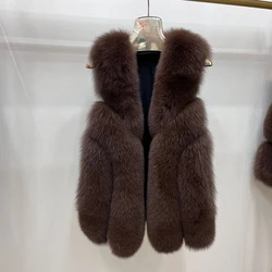 2026 New Natural Real Fox Fur Gilets Winter Short Vest Women's Fashion Waistcoat Thick Warm Fluffy Fur Sleeveless FemaleCoats