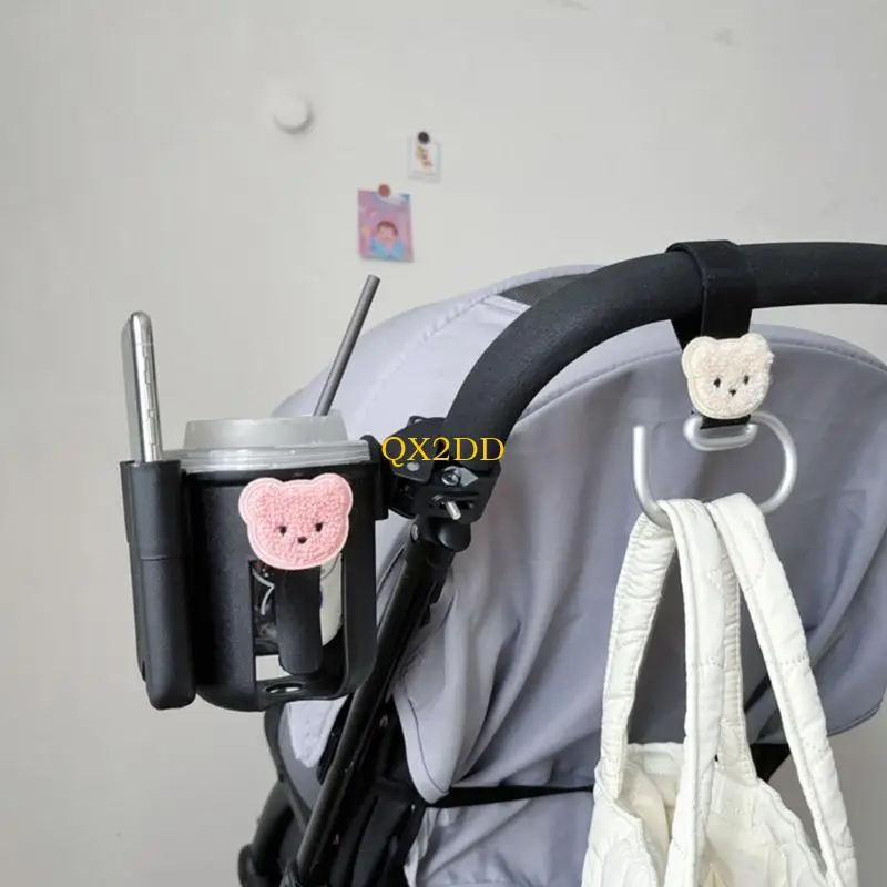 QX2D Pram Cup Mount Stand Bear Pattern Pushchair Water Cup Holder Cups Bracket