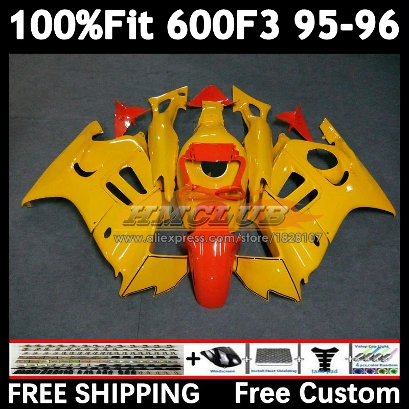 Injection Fairing +Tank For HONDA CBR 600F3 600 F3 FS CBR600F3 95 96 56No.150 CBR600FS CBR600 yellow stock F3 1995 1996 OEM Body