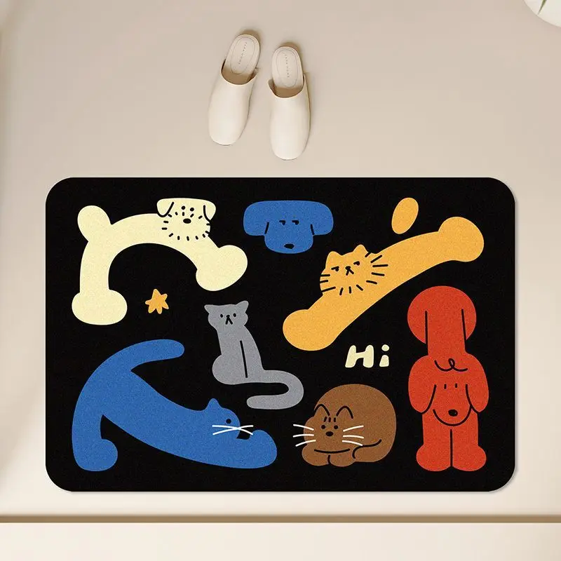 

Вход в ванную комнату, впитывающая влагу платформа для мытья рук, напольный коврик, грязеотталкивающий, нескользящий и быстросохнущий