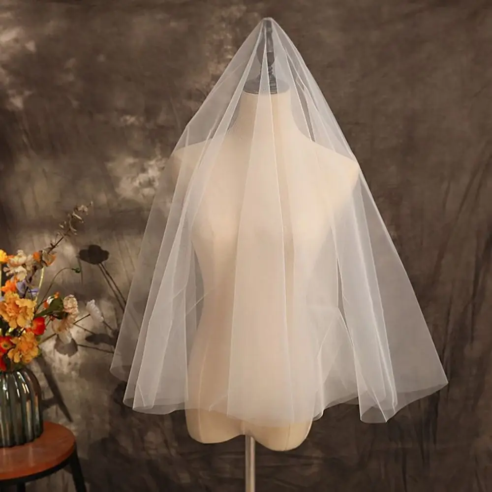 New Single Layer Bridal Veil White Long Women's Tulle Simple Elegant Wedding Veil image 2