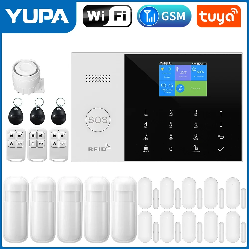 

New Wireless Home Alarm System GSM WiFi With Motion Sensor Detector Burglar Alarm For Tuya SmartLife APP Garden Home Alarm PG105