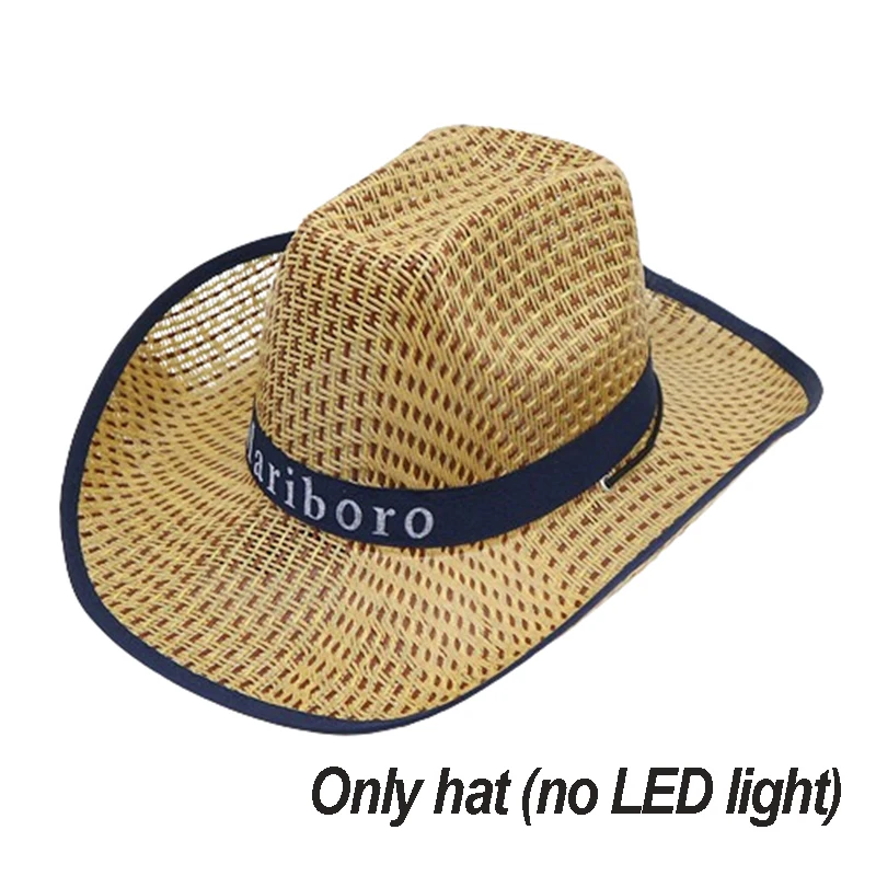 LED 카우보이 카우걸 모자 라이트 업, 여름 서양 모자, 여성 장식, 해변 야간 모자, 신제품