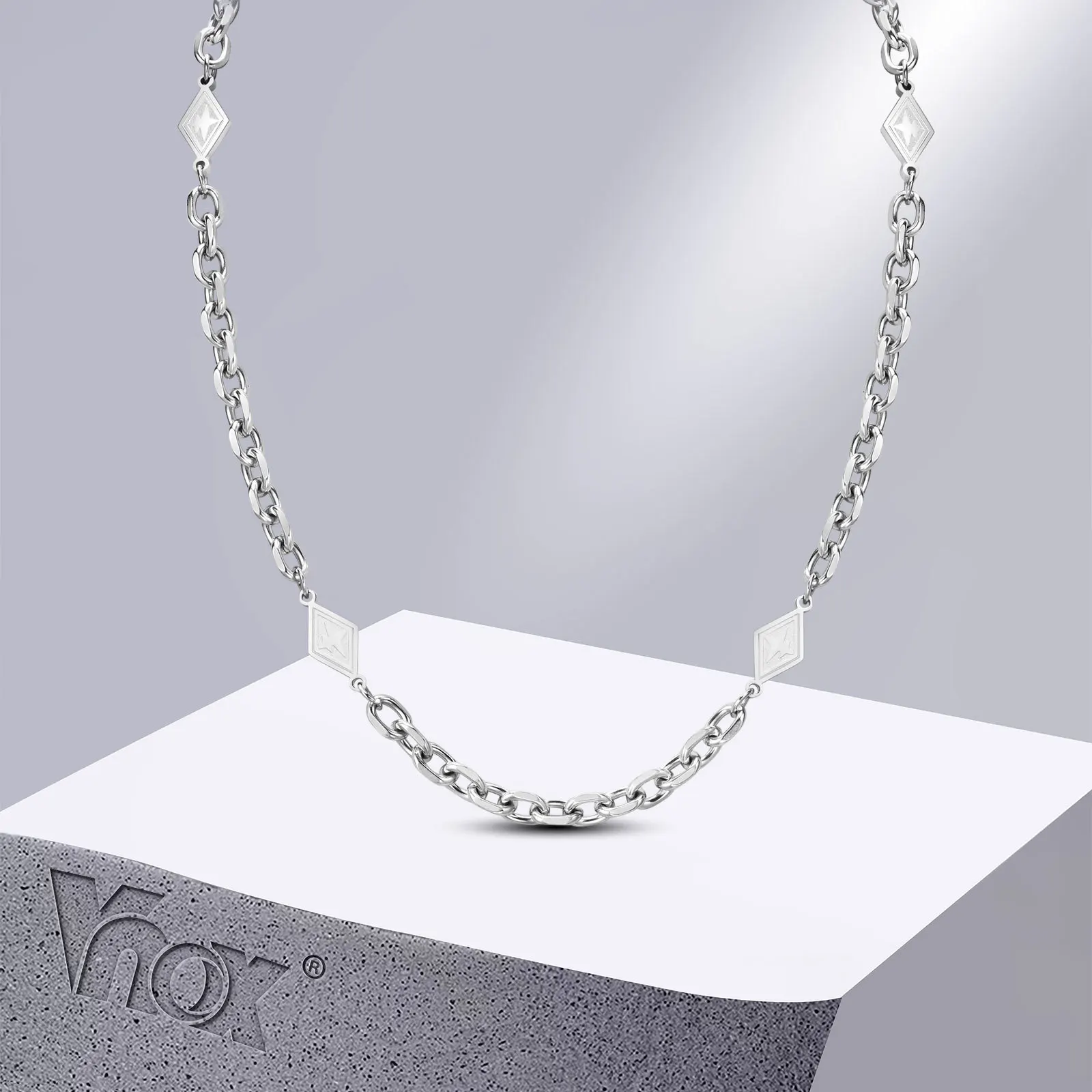 

Vnox Never Fade Chain Necklaces For Men Women, Stainless Steel Unisex Geometric Charm Rolo Links Necklace, Cool Collar