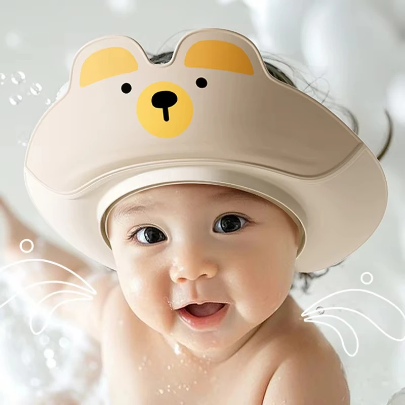 Adjustable kids Children Shampoo Cap Dinosaur Baby Shower Cap Cartoon Bath Visor Infant Hair Shield Ear Protection Waterproof
