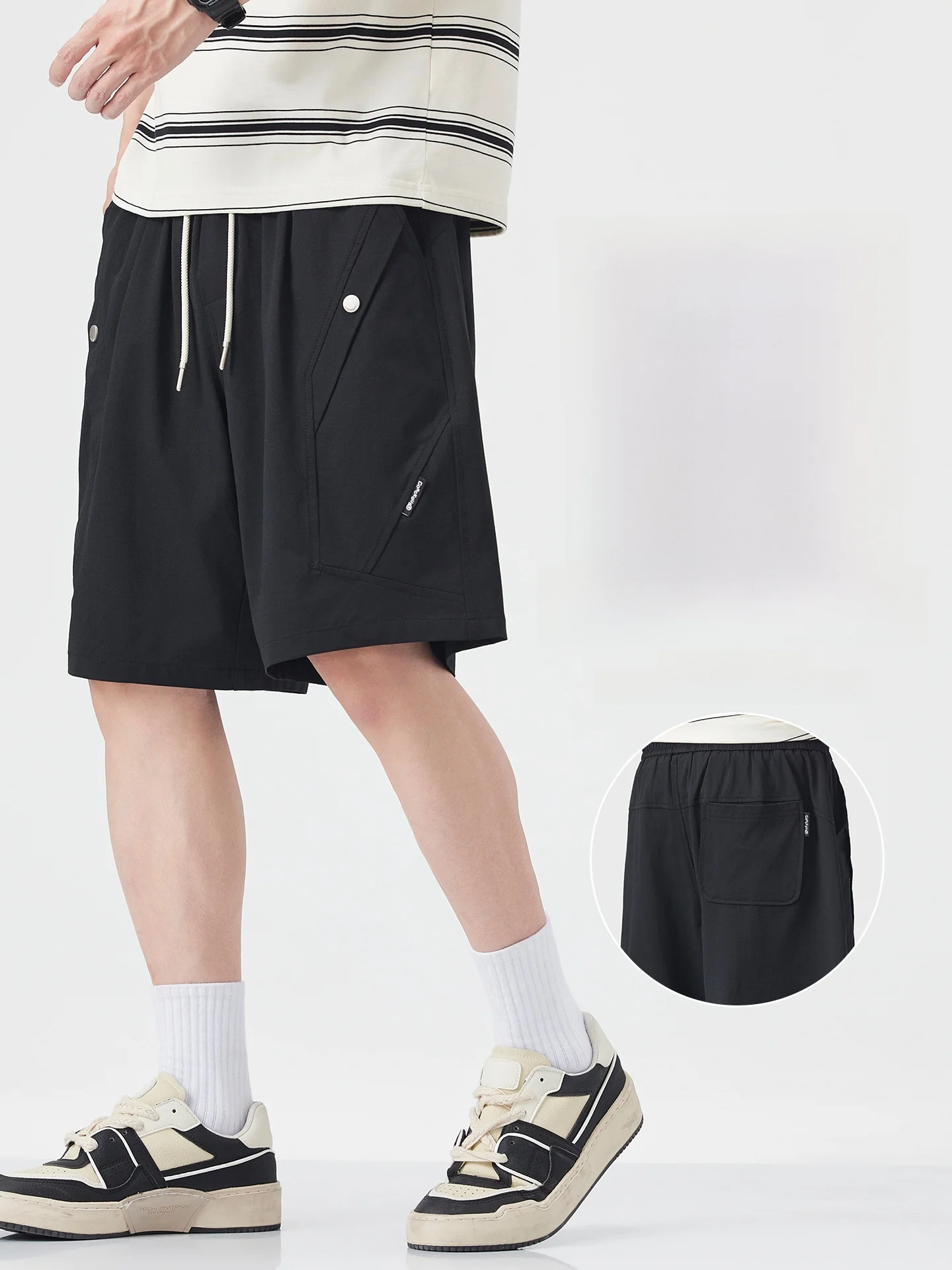 

Мужские летние тонкие прямые брюки из ледяного шелка, модные, быстросохнущие, спортивные, повседневные, длиной до колена, дышащие, комфортные