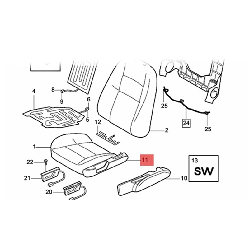 39802015 Front Power Seat Left Side Switch Panel Trim Cover For Volvo S80 XC90 V70 S60