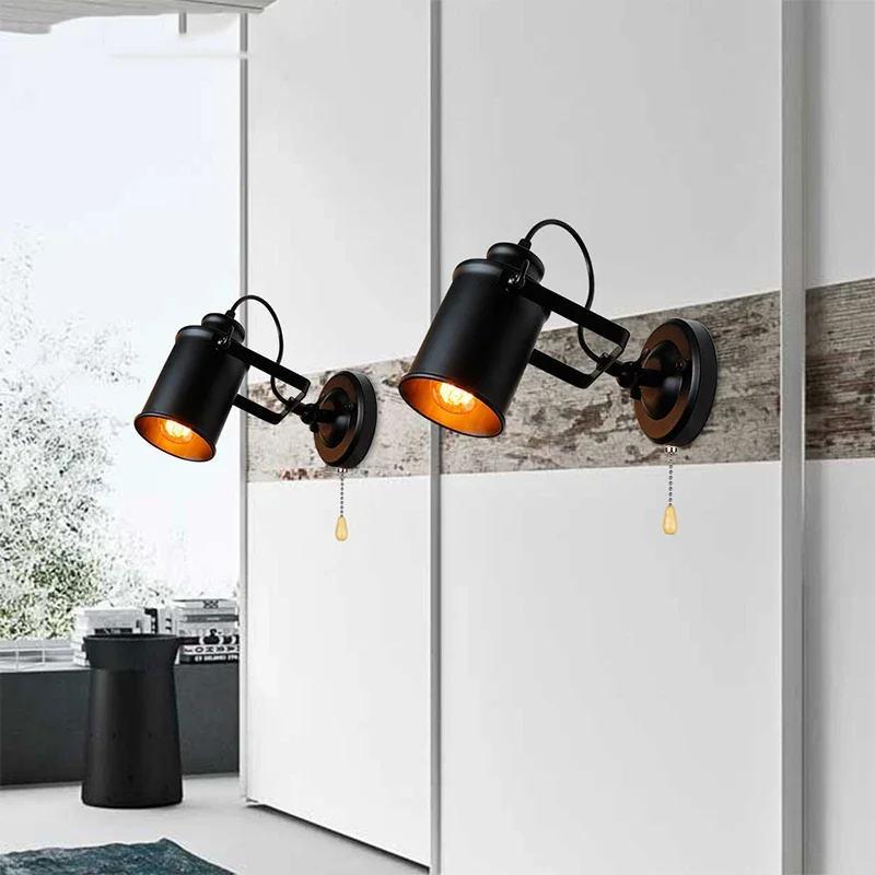 

Retro Vintage Wall Lamp Light With Switch Decor For Bedroom Living Room Hall Bed Side Adjustable Antique Rustic Led Lights Lamps