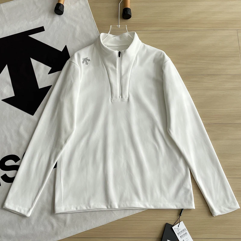 Casual solid color quick-drying sports half-zip top for men and women 2026 autumn fashion new style DESCENTE