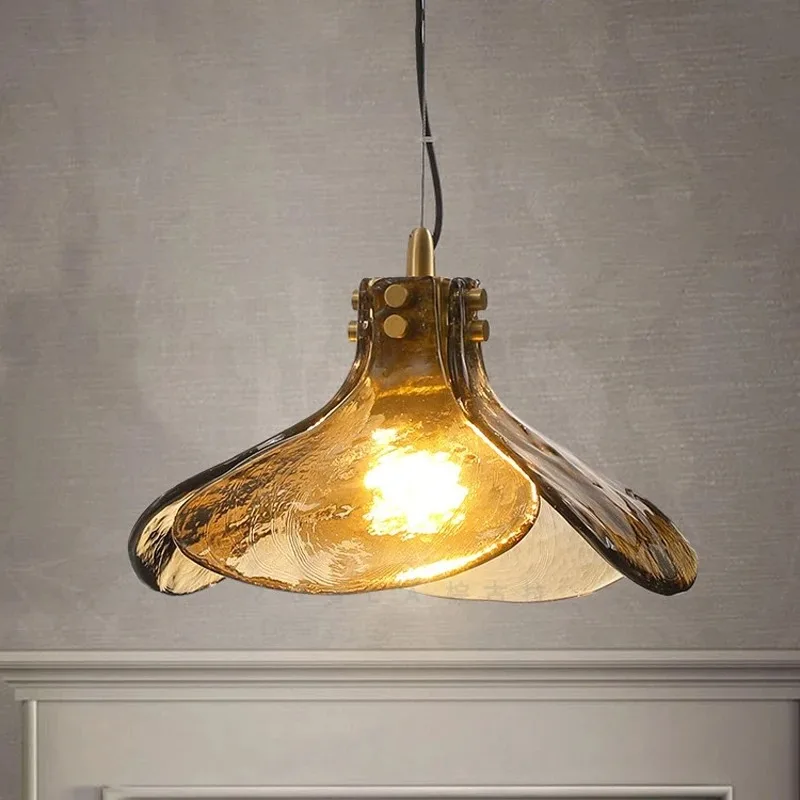Vintage Brass Glass Pendant Light Retro Creative Chandelier For Bedroom Bedside Dining Room Bar Cafe Shop Home Decoration Lamp
