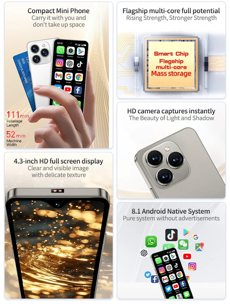 SERVO 17SE Mini Cute 4G Smartphone Android 8.1 16GB ROM 2 SIM Standby HD Camera GPS OTG Bluetooth Play Store Small Pocket Phone