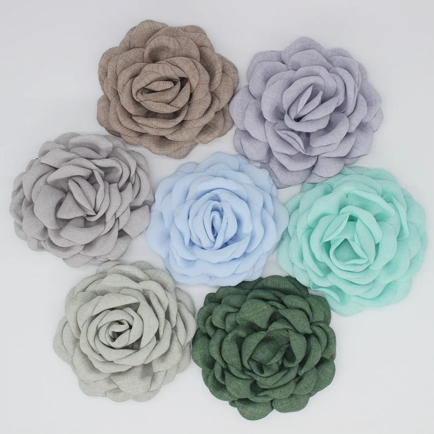 Bulk 10pcs 8.5-9.0cm Large Burned Flower Accessories DIY Fabric Flowers For Wedding Brooches Home Hats Shoes Pets Decoration