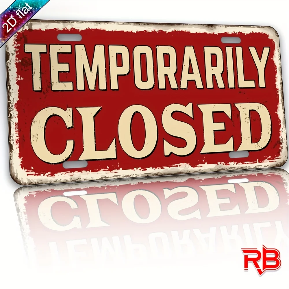 

2D плоская временная закрытая металлическая табличка - прочная, красная/бежевая/черная/белая/серая - УФ-печать на металле - большой размер 11.81x5.9 дюймов