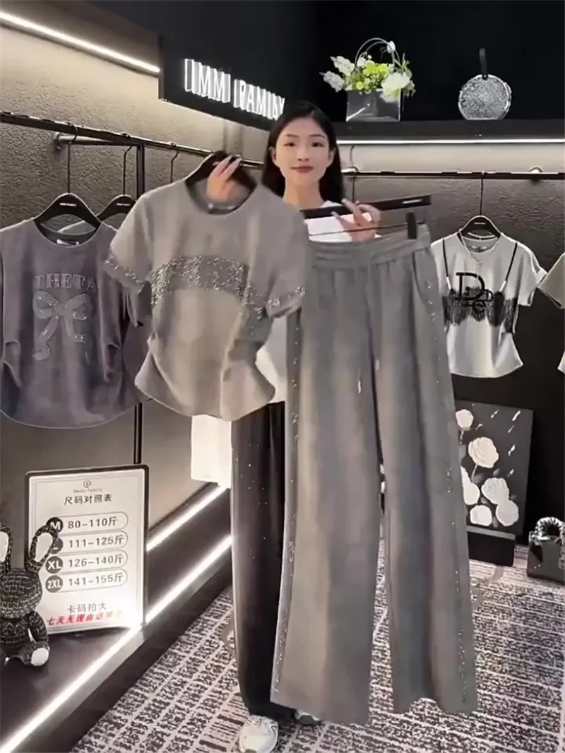 

Летняя футболка с коротким рукавом Tie Dye, женская универсальная футболка с бриллиантами в стиле пэчворк, топы с тонкой талией, серая короткая футболка с круглым вырезом Z223