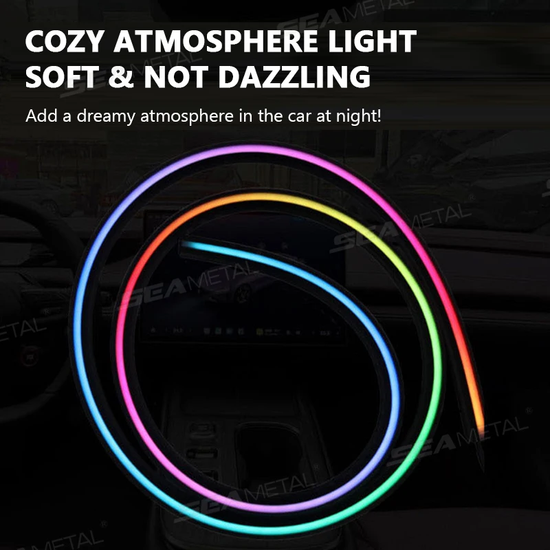 BLALION 140 سنتيمتر أضواء السيارة المحيطة LED الداخلية التفاف حول لوحة القيادة ختم الشريط RGB سيمفونية جو مصباح USB APP التحكم