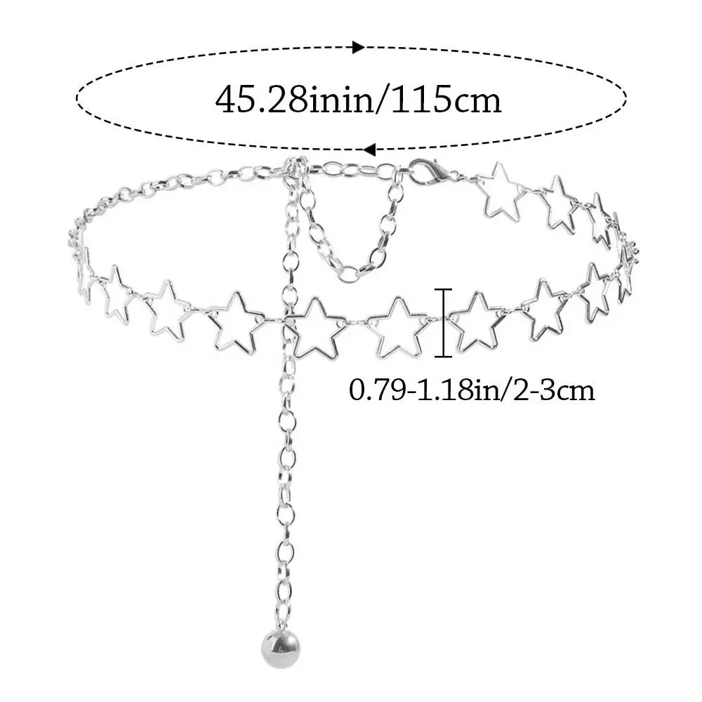 Универсальный пояс в японском стиле со звездами, золотая цепочка, регулируемый ремень-цепочка Y2k, милый пояс в стиле панк для женщин