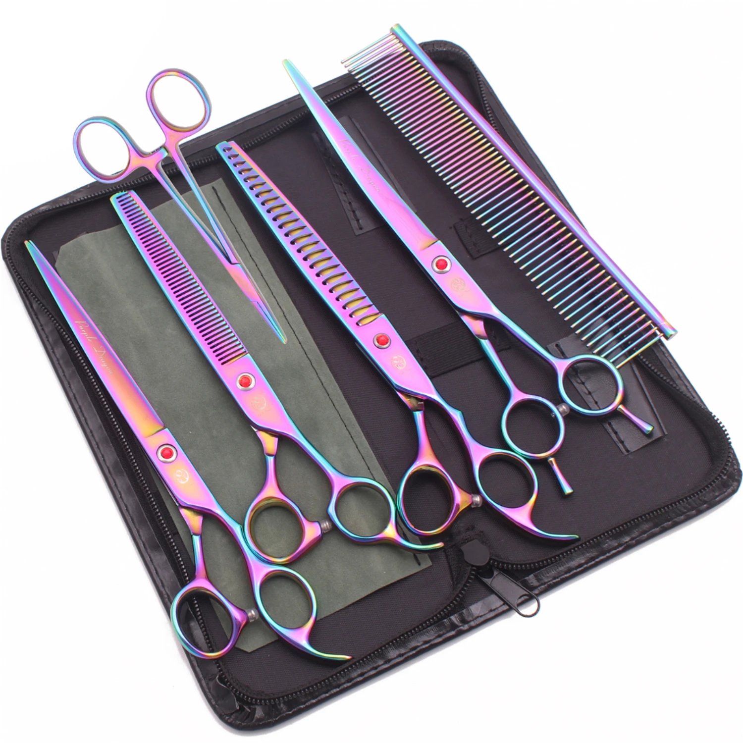 

High-grade Precision Japanese 440C Professional Pet Grooming Scissors Kit: Premium Top-quality Thinning, Chunker, and Curved She