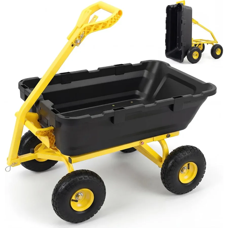 Garden Dump Cart, 1000 lb Capacity, Quick-Release Bed