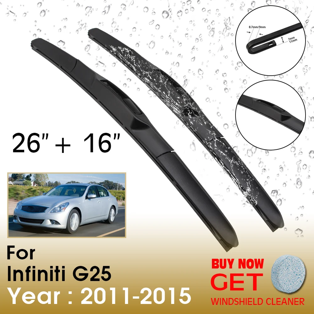 

Car Wiper Blade For Infiniti G25 26"+16" 2011-2015 Front Window Washer Windscreen Windshield Wipers Blades Accessories