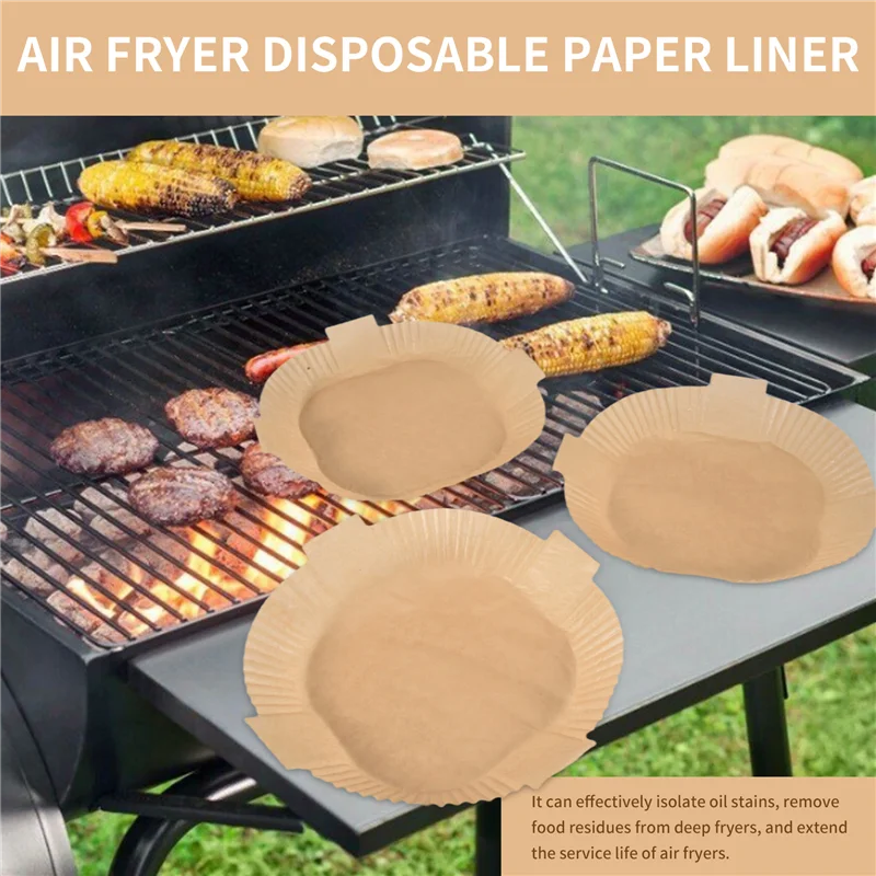 B47B- بطانات ورقية للاستعمال مرة واحدة للمقلاة الهوائية، 50 قطعة بطانات زبدة مربعة غير لاصقة مقاس 7.9 بوصة، مقاومة للزيت لسلال المقلاة الهوائية