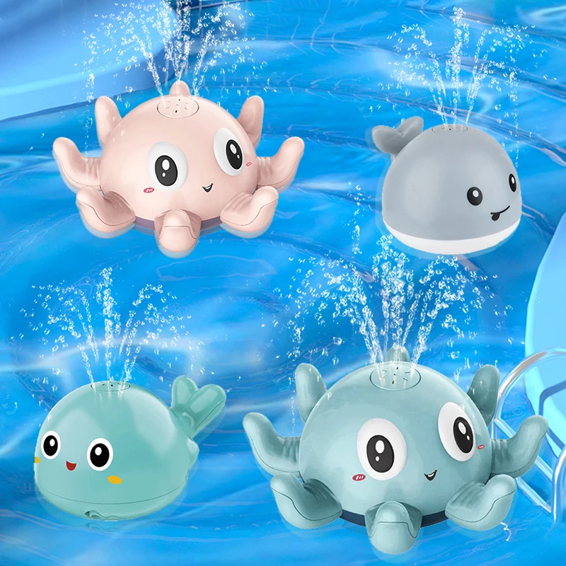 Baby Bath Toys Spray Water Shower Toys for Kids Electric Octopus Whale Bath with LED Light  Automatic Sensing Squirting Water