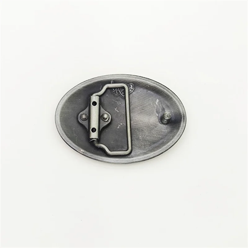 Oval belt buckle with rhinestone cross for men and women in Western style