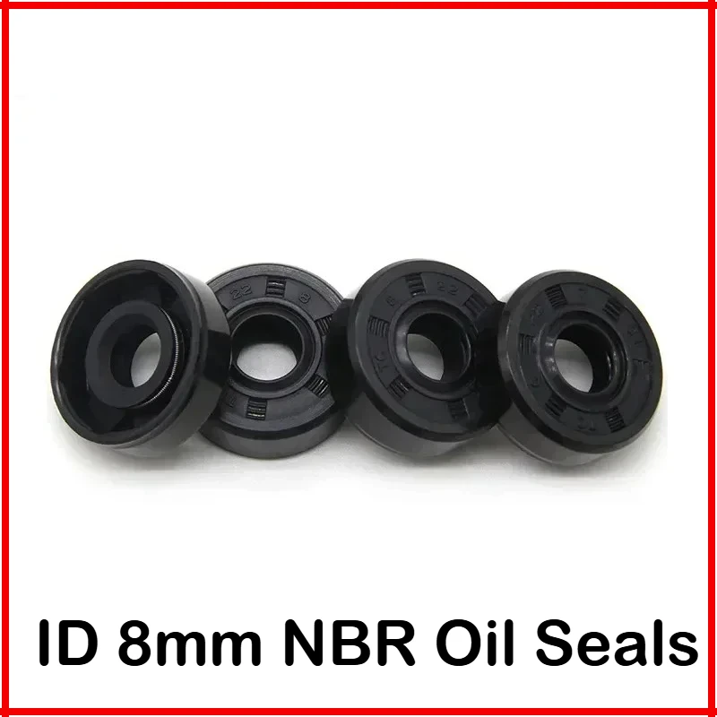 2/5/10pcs NBR Oil Seal ID 8mm TC-8*14/15/16/18/22*4/4.5/5/7/8mm Nitrile Rubber Shaft Double Lip Oil Seals Gasket