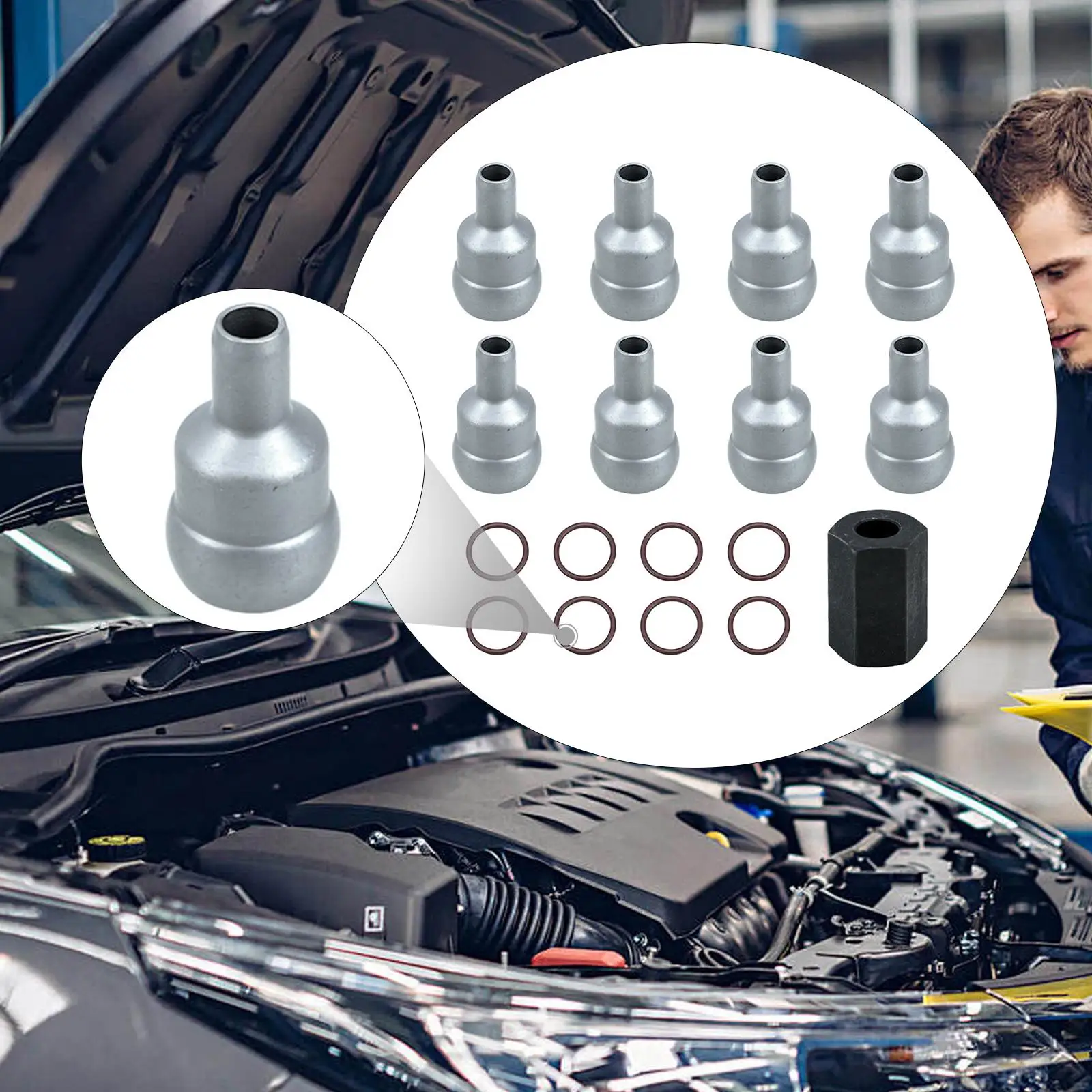 

8x High Pressure Ball Tool Ball Tube Sockets O Rings Injector Seal Repair Kit
