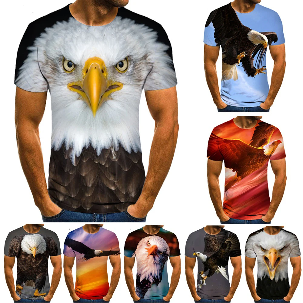 New Fashion Eagle 3D Printed T-shirt Men and Women Casual Short Sleeve Round Neck T-shirt Cool EagleT-shirt Casual Top