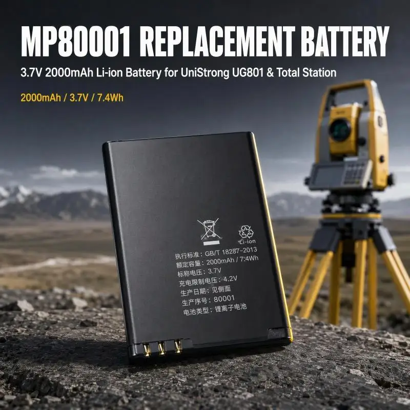 MP80001 3.7V 2000mAh Li-ion Replacement Battery for UniStrong UG801 Data Collector Total Station Theodolite Handheld GPS